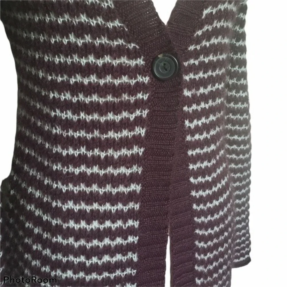 DECREE Maroon Stripe Duster Fringe Sweater - L